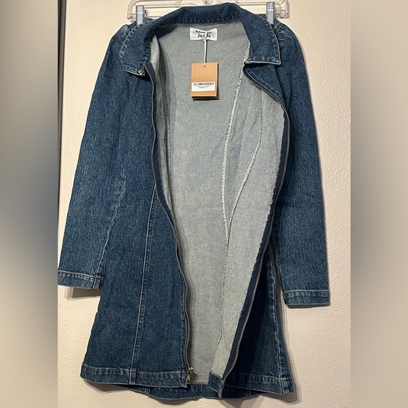 FLAWED NWT Reformation Kensington Denim Mini Dress Newport Blue Size 2 - Picture 5 of 12